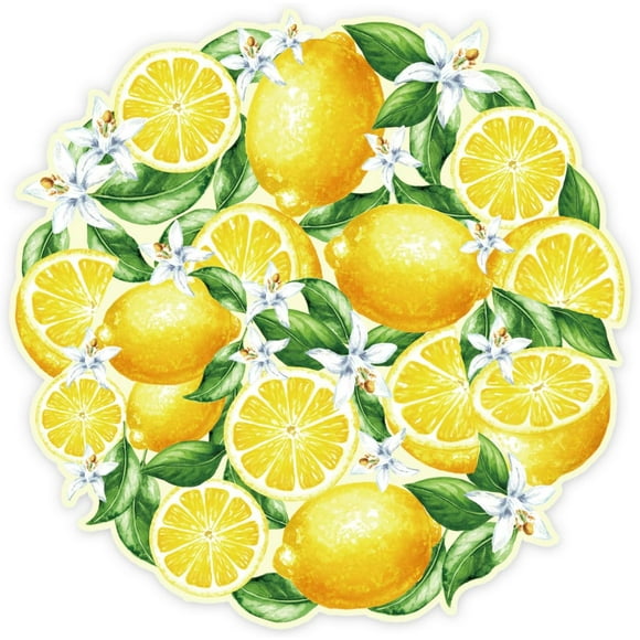 shiyou-50 Sheets Lemon Floral Paper Placemat Yellow Flower Fruit Place Mat Spring Summer Disposable Table Mat for Party Dinner Table, 13 Inch