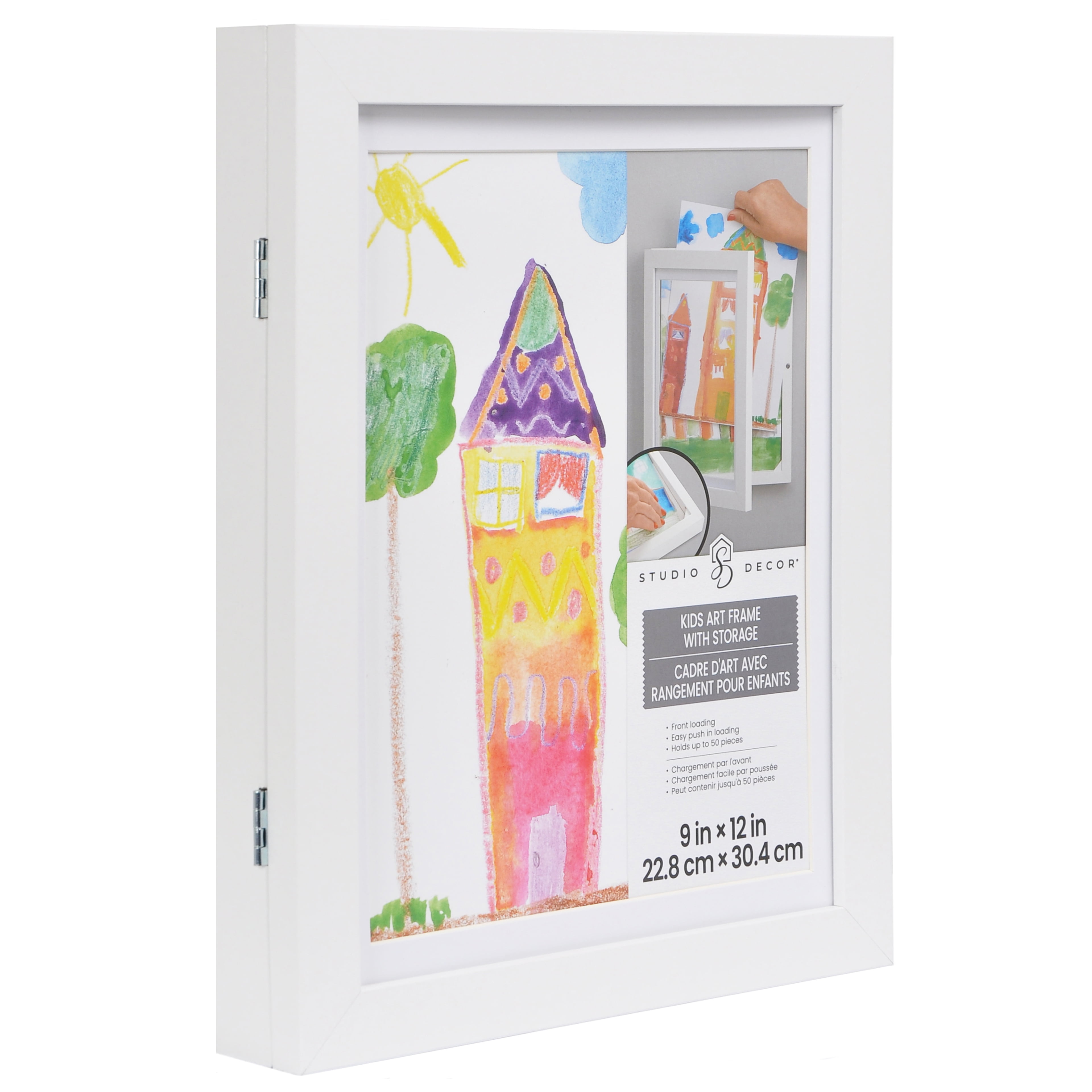 9" x 12" White Kids Artwork Display Frame by Studio DÃ©cor - Display Children's Drawing and Artwork - Hold Up to 50 Pieces - 1 Pack