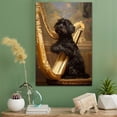 thumbnail image 2 of Black Russian Terrier Cute Dog Harp Stretched Canvas Size 8x12 – Retro Black Russian Terrier Dog Batter in Action With Harp for Themed Living Room, 2 of 5