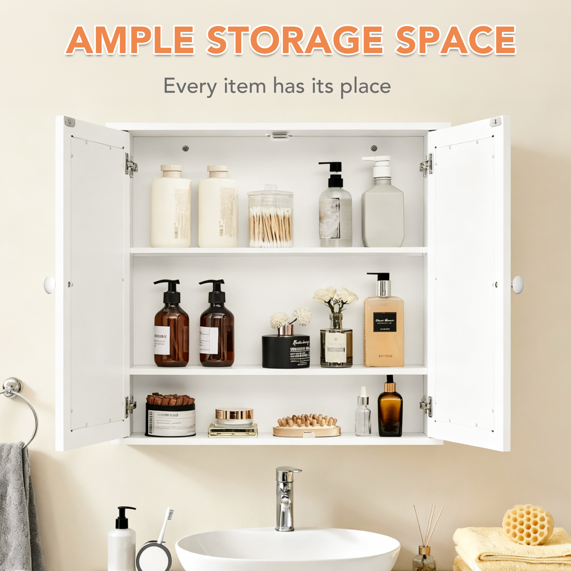 Dalattin Bathroom Medicine Cabinet, Storage Cabinet Wall Mounted with Mirror Doors & Shelves