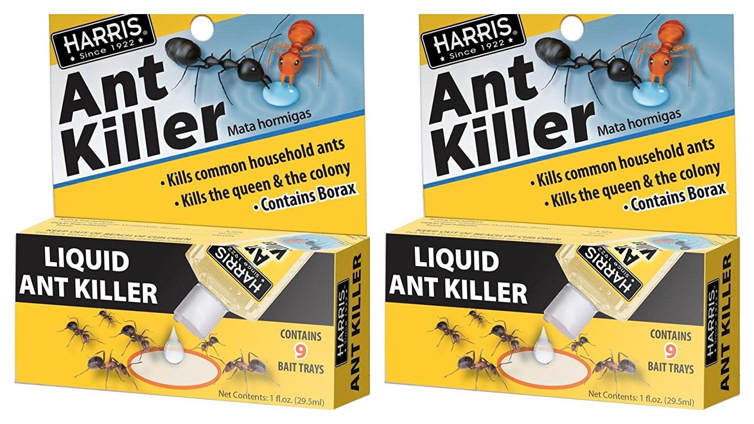 Harris Borax Liquid Ant Killer, 1oz Includes 9 Bait Trays 1Pack