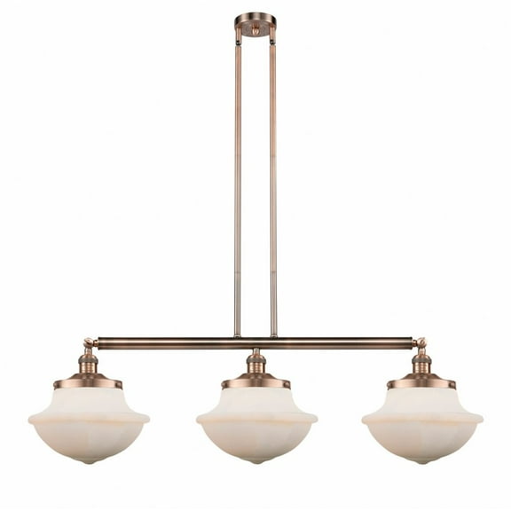 213-AC-G541-Innovations Lighting-Oxford - 3 Light Island In Traditional Style-12 Inches Tall and 42 Inches Wide-Antique Copper Finish-Matte White