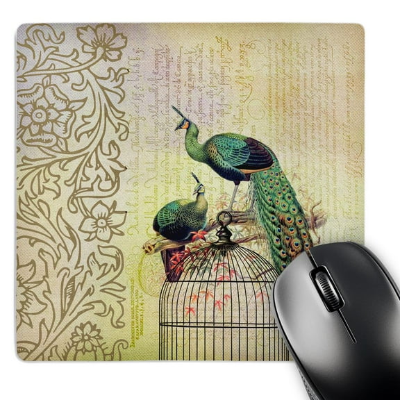 3dRose, Vintage French Peacocks on a Bird Cage- Animals, MousePad