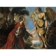 thumbnail image 2 of Francesco Maffei 14x12 Black Ornate Wood Framed Double Matted Museum Art Print Titled: Hagar and the Angel (ca. 1657), 2 of 5