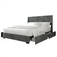 thumbnail image 2 of Castle Place Corduroy Velvet Full Platform Bed With Storage, Grey, 2 of 11