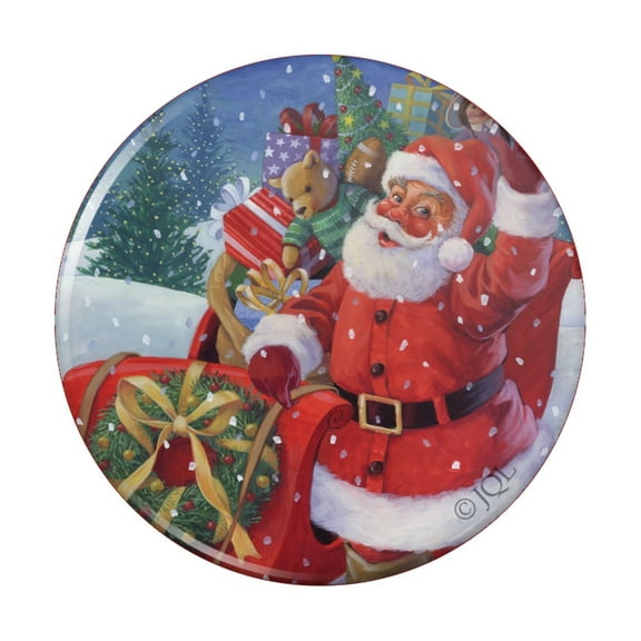 Christmas Holiday Santa Sleigh Ready to Go Pinback Button Pin