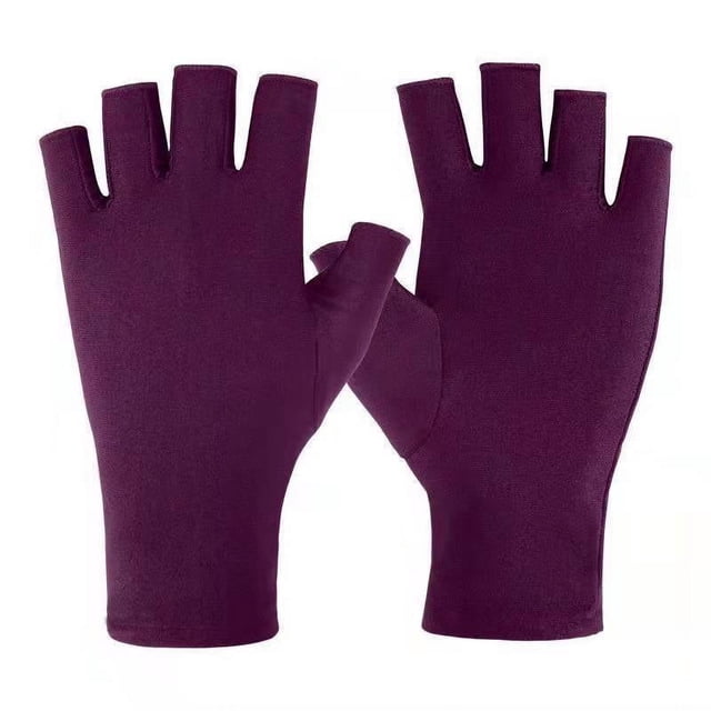 Guantes de protección solar de spandex finos para hombres y mujeres de primavera y otoño, elásticos, de medio dedo, con pantalla táctil de dos dedos Dew