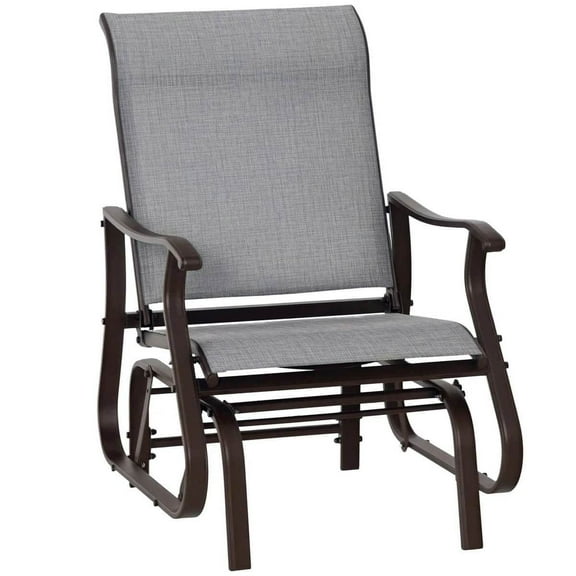 Spaco Outdoor Glider Chair with Steel Frame, Patio Glider Swing Chair with Mesh Seat for Outdoor as Backyard, Lawn, Garden, Gray