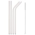 thumbnail image 1 of Metal Reusable Straw Set 304 Stainless Steel Straw Straight Bent Drinking Straw With Case Cleaning Brush Set Party Bar Accessory 4pcs silver, 1 of 6