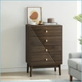 thumbnail image 3 of Dressers, Mid-Century Modern 4-Drawer Wooden Storage Chest | Walnut | MDF, 3 of 23