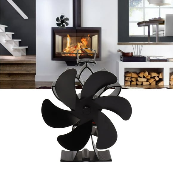 Heat Powered Stove Fan, 6 Blade Wood Stove Fan Powerful Airflow Aluminum Alloy for Log Burning Stove