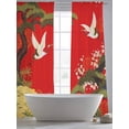 thumbnail image 6 of Sheer Curtains 84 Inches Long, Red Traditional Light Filtering Window Curtains for Living Room/Bedroom, Vintage Crane Pine Flowers Natural Rod Pocket Voile Sheer Curtain Drapes, 52"W x 84"L, 2 Panels, 6 of 8