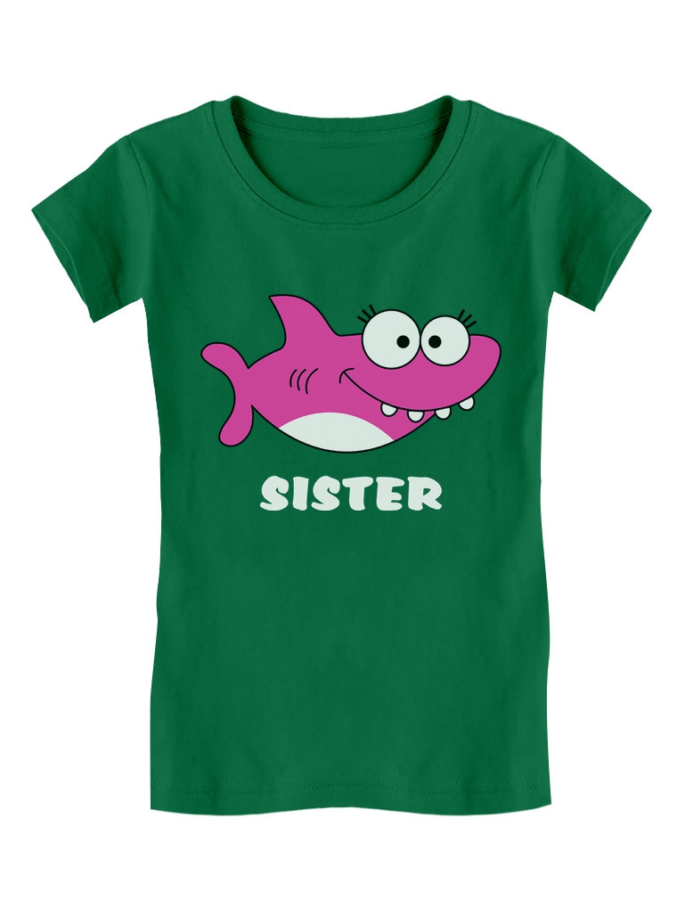 Tstars Girls Big Sister Shirt Lovely Shark Shirt for Sister Best Sister Cute B Day Gifts for Sister Graphic Tee Gift for Big Sister Funny Sis Toddler Kids Girls Fitted Child Birthday T Shirt - image 1 of 4