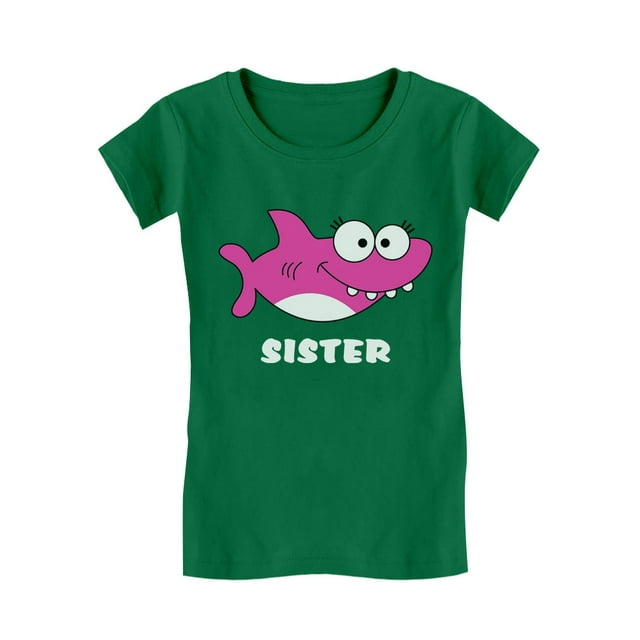 Tstars Girls Big Sister Shirt Lovely Shark Shirt for Sister Best Sister Cute B Day Gifts for Sister Graphic Tee Gift for Big Sister Funny Sis Toddler Kids Girls Fitted Child Birthday T Shirt