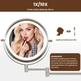 thumbnail image 6 of 8 in. Wall-Mount LED Lighted Makeup Mirror, 1X/10X Double-Sided Magnifying Bathroom Mirror with Rechargeable Battery, Brushed Nickel, 6 of 7