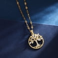 thumbnail image 5 of Zhuge Collar con colgante, hecho a mano, cadena de clavícula retro, collar de árbol de la vida de diamantes de agua de acero de titanio (oro), 5 of 5