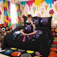 thumbnail image 5 of Erosebridal Purple Pink Drippy Baseball Helmet Print Bedding Comforter Set, Vibrant Sports Full Bedding Set for Kids Boys and Girls, Black Reversible 7 Pieces, 5 of 6