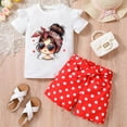 thumbnail image 2 of Clothes for Girls 9-10 Size 7 Girls Clothes, Children's Shirt Short Sleeved Pattern Thin Shirt Casual Girl' Short Sleeved Shirt Long Pants Two-piece Set, 2 of 3