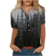 thumbnail image 1 of Mujer Verano Casual Manga Corta Camiseta Botón Cuello Redondo Jersey Blusa Tops OAVQHLG3B Store  lin121212, 1 of 5