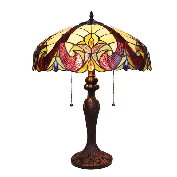 Radiance Goods Victorian Tiffany-Style Dark Bronze 2 Light Table Lamp 18" Wide