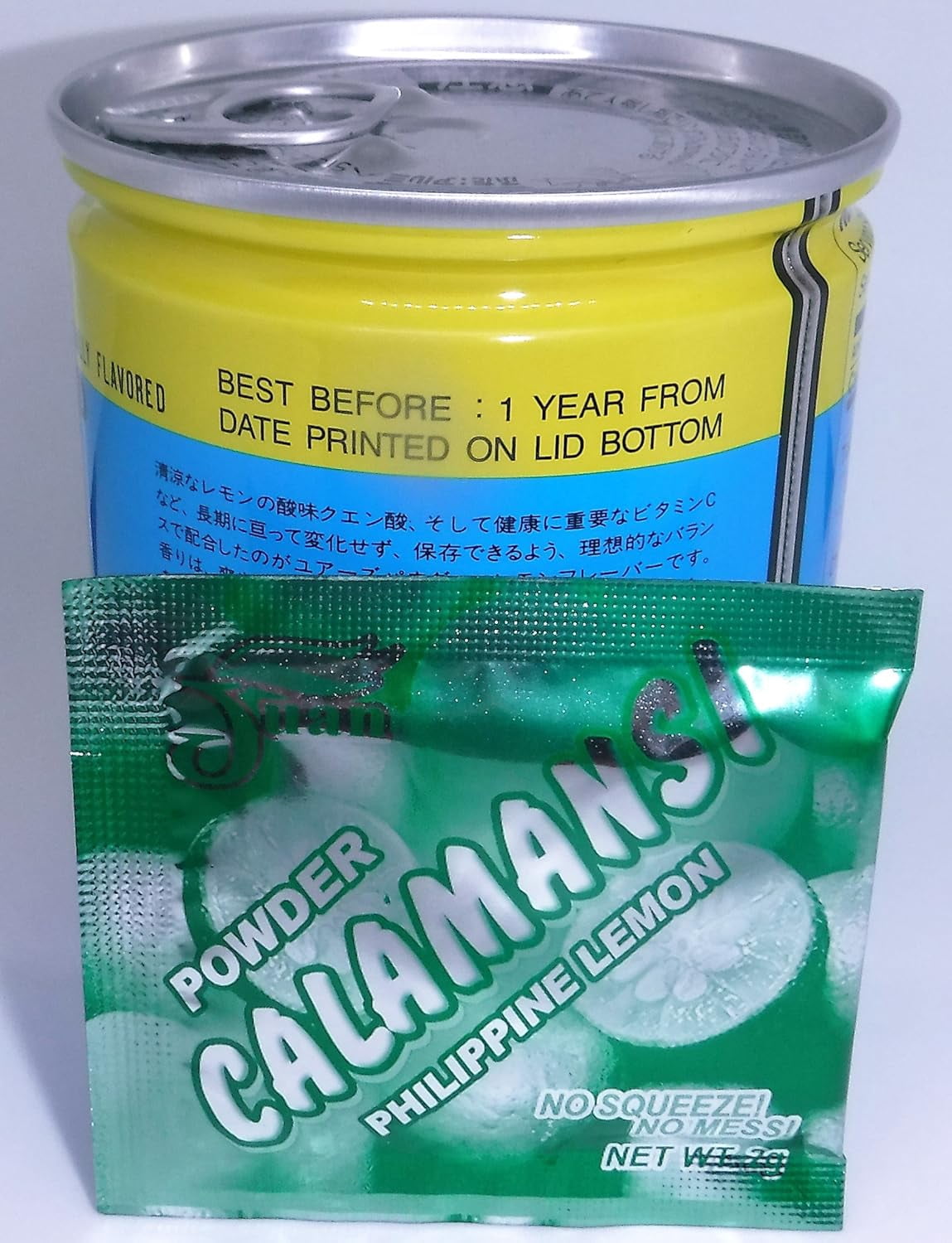 Yours (Japan) Lemon Flavored Powder, 5.2 oz. / 2 cans + Calamansi Sampler Sachet