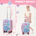 thumbnail image 2 of Kids Carry on Luggage Sets Rolling Pink Suitcases with Wheels with Travel Pillow Backpack Lunch Box 5 In 1 for Toddlers Travel, 2 of 7