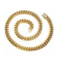 thumbnail image 3 of Gold Plated Cuban Link Chain Necklace for Men Women Stainless Steel Jewelry, 3 of 6