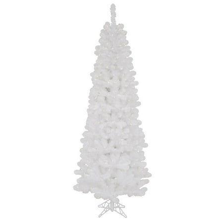 Vickerman 7.5 White Salem Pencil Pine Artificial Christmas Tree Clear Dura-lit Incandescent Lights