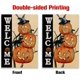 thumbnail image 2 of Banner de bienvenida de Halloween con forma de calabaza para jardín, banner de doble cara con diseño de gato y calabaza de arpillera, Halloween espeluznante, 2 of 4