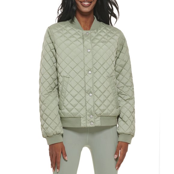 Levi's Women's Plus Size Diamond Quilted Bomber Jacket, Seafoam/Sherpa Lined, 1X