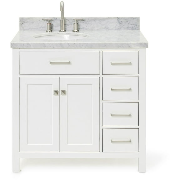 Ariel H037SLCWOVOWHT Bristol 37" Free Standing Single Oval Basin Vanity Set - White