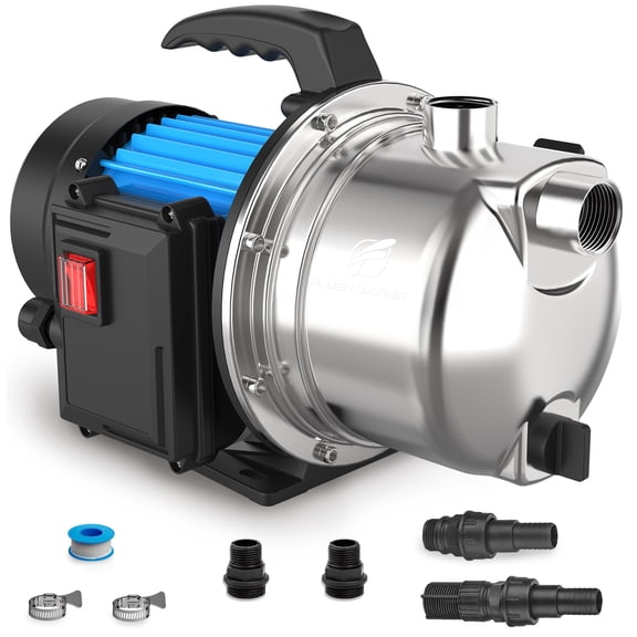 FLUENTPOWER 1.5HP Portable Garden Transfer Pump, 1200GPH Electric Sprinkler Booster Pump, Shallow Well Jet Pump for Home Lawn Irrigation and Water Draining