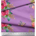 thumbnail image 3 of Soimoi Cotton Duck Fabric Leaves & Anemone Flower Print Fabric by Yard 42 Inch Wide, 3 of 3