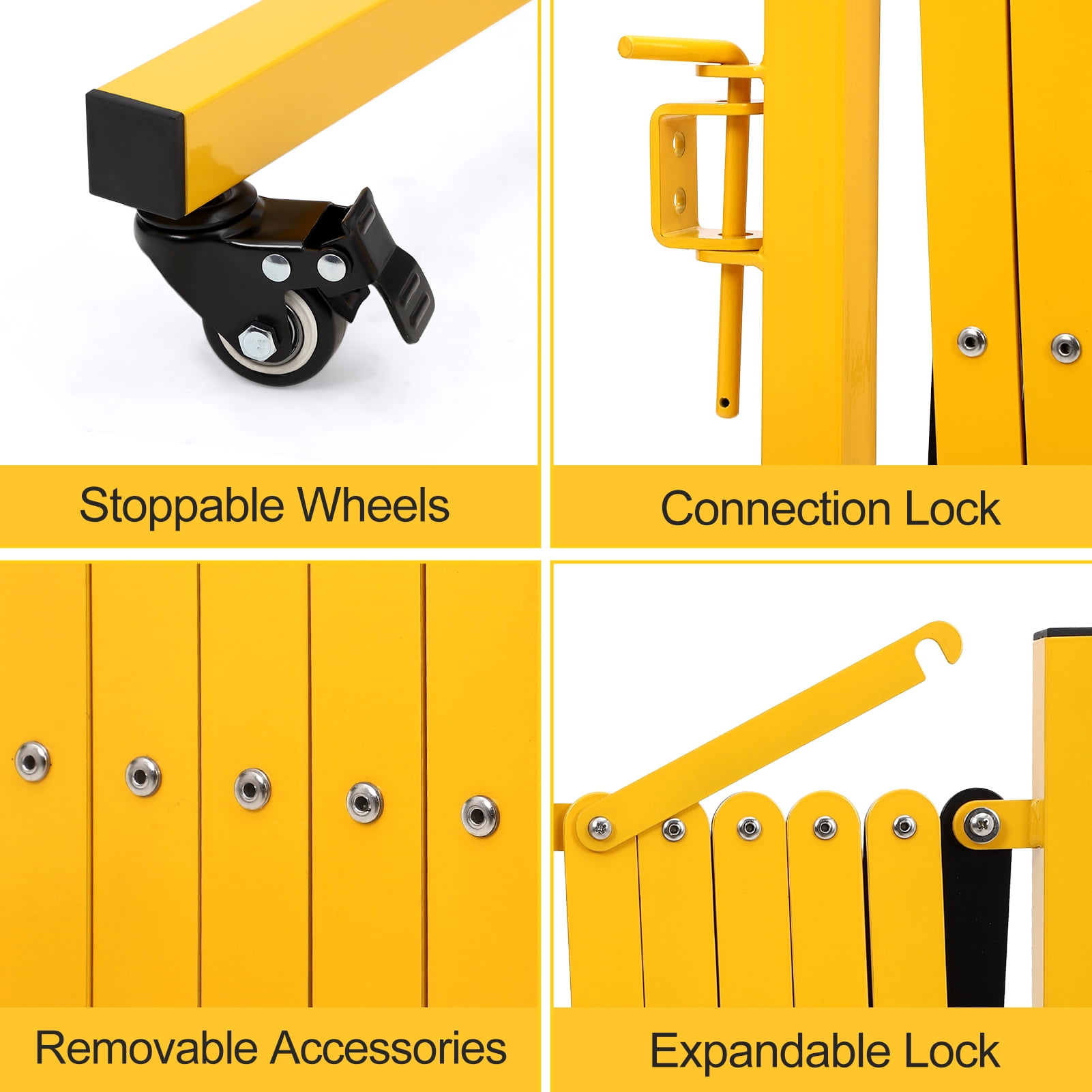 EastVita Metal Expandable Barricade, 11FT Folding Security Gate, Retractable Driveway Gate, Folding Safety Barricade