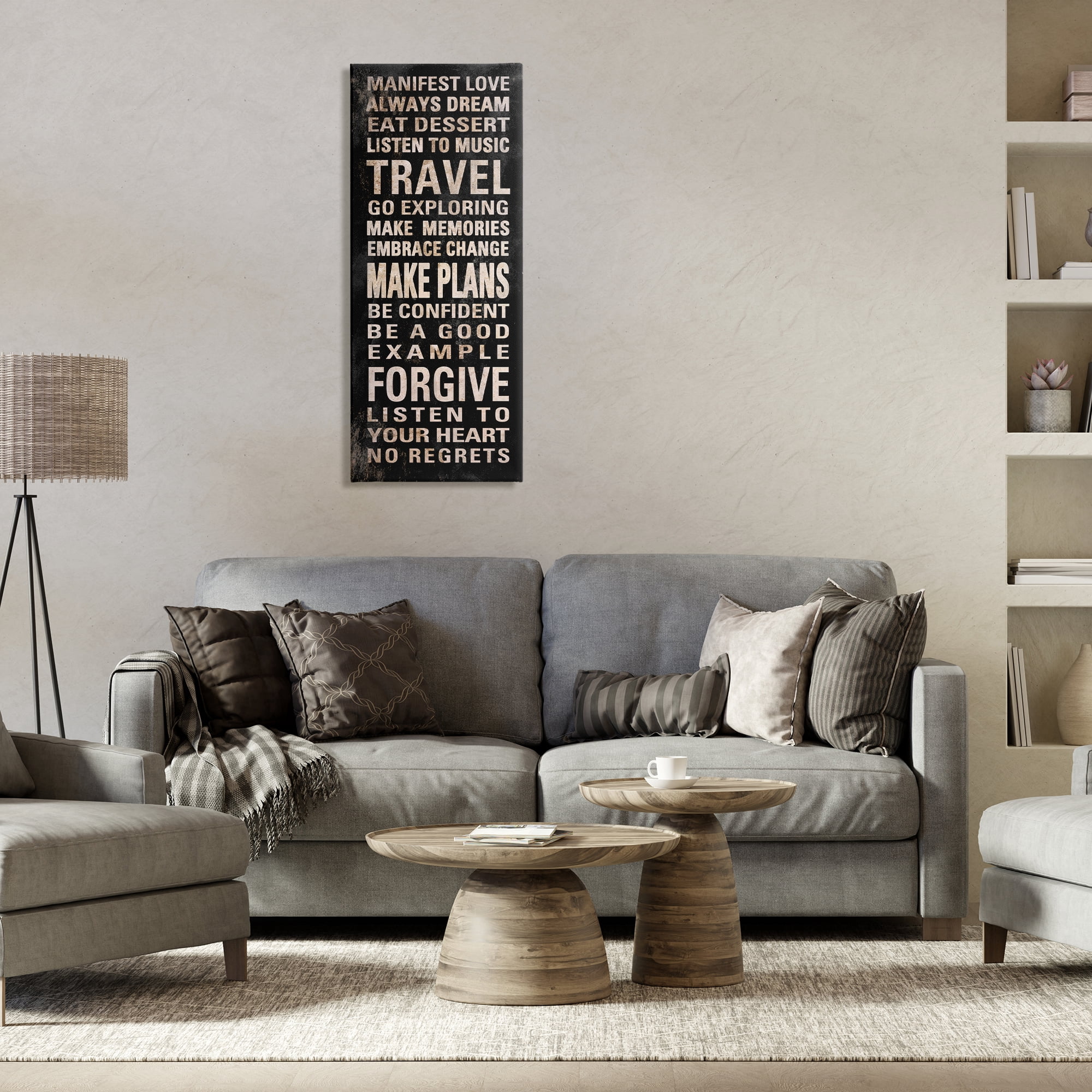 Stupell Industries Manifest Love Phrases Typography Painting Gallery Wrapped Canvas Art Print Wall Art, 17 x 40