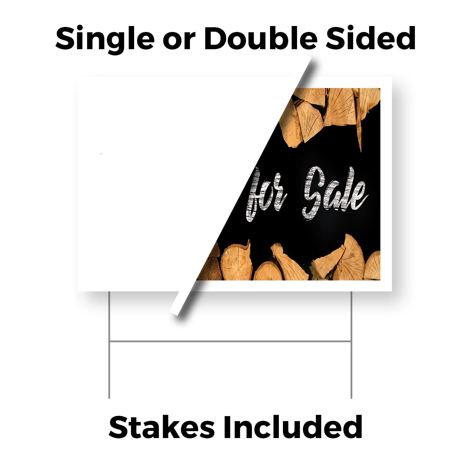 Firewood For Sale Yard Sign 12 Inch x 16 Inch Single Sided Weatherproof Heavy-Duty Plastic with Stake | Affordable Pricing, Freshly Cut, Outdoor Display | Made in USA