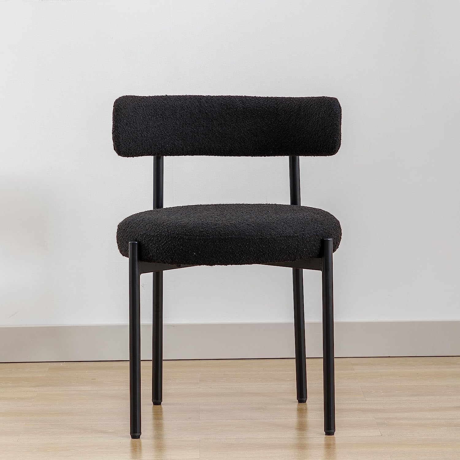 Locus Bono Boucle Dining Chairs Set of 6, Modern Upholstered Dining Room Chairs, Armless Kitchen Chair, Black