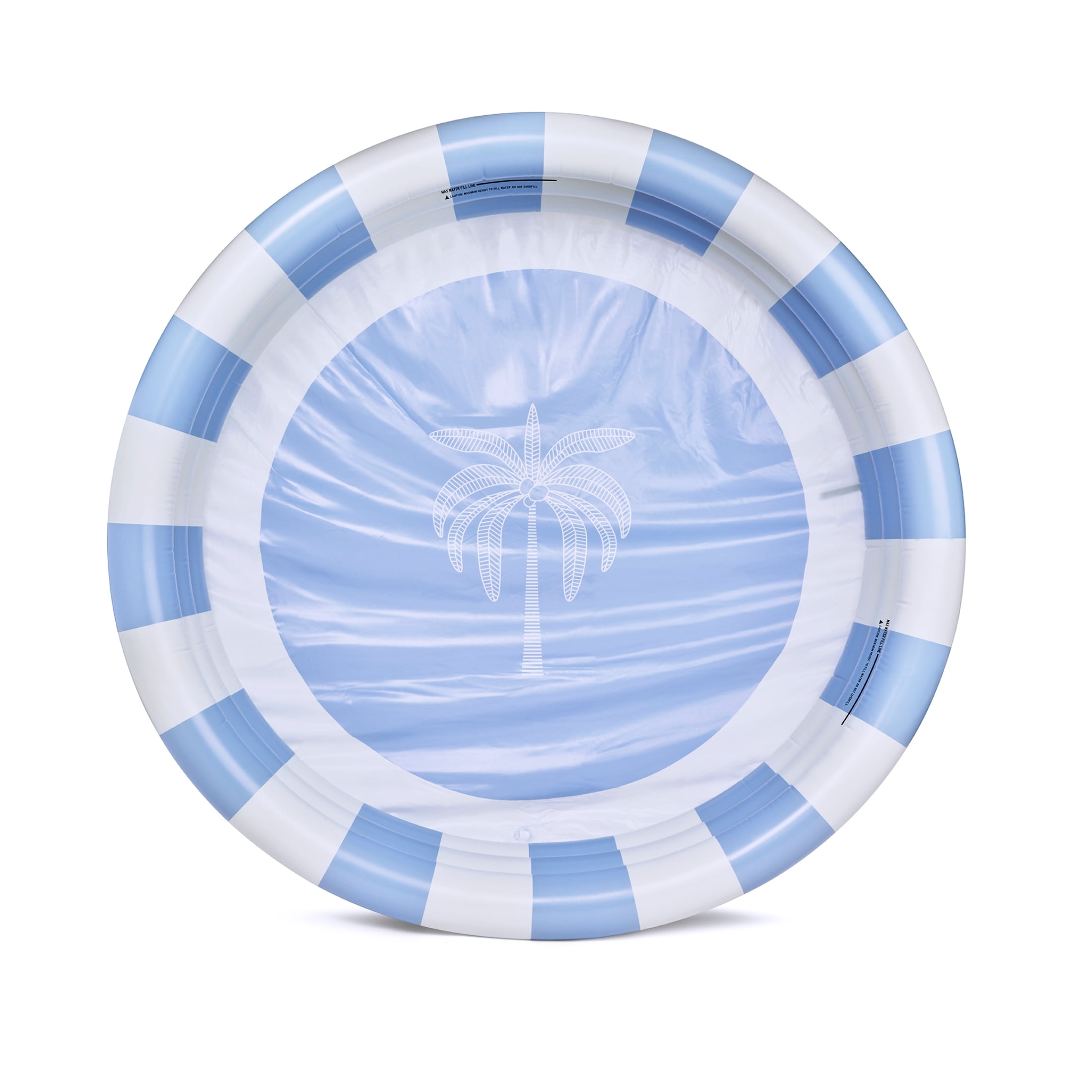 Float Life by Funboy Inflatable 3-Ring Pool, Blue Stripe - Summer Breeze, 65" Diameter, Children 6+