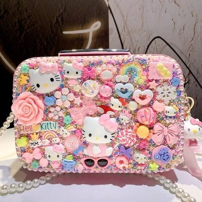 Sanrio Kt Cat Jewelry Box Portable Creative Cute Korean Storage Box Cartoon Diy Anime Hello Kitty My Melody Makeup Box Girls Gif