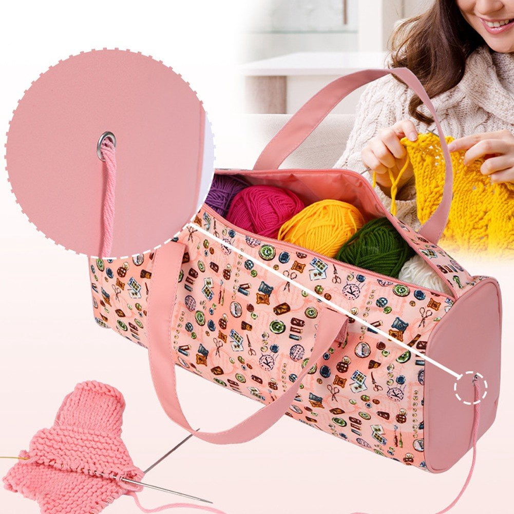 Jiibva Large Capacity Crochet Storage Bag Portable Knitting Bag DIY Yarn Storage Organizer for Yarn and Crochet Hooks Sewing