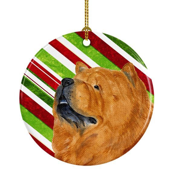 Carolines Treasures SS4571-CO1 Chow Chow Candy Cane Holiday Christmas Ceramic Ornament 3 in multicolor