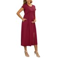 thumbnail image 4 of INSPIRE CHIC Women's Mother's Days Maternity Dress Maxi Short Sleeves Ruffled Pleating Pregnancy Dresses for Photoshoot Flowy Casual 2026 Summer S Red, 4 of 6