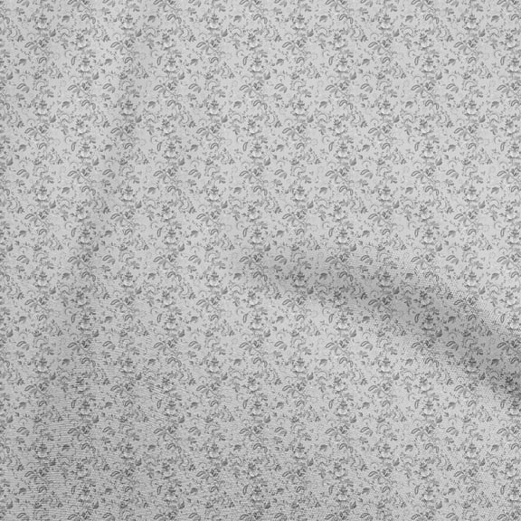 oneOone Rayon Gray Fabric Jacobean Floral Diy Clothing Quilting Fabric Print Fabric By Yard 56 Inch Wide