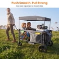 thumbnail image 7 of SACVON Stroller Wagon for 4 Kids with 5-Point Harnesses,Detachable Seats Stroller Wagon 4 Seater for Garden,Removable Canopy,Adjustable Handles,Camping Trips,Gray, 7 of 7