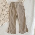 thumbnail image 2 of Odeerbi Toddler Girls Flared Pants Rib Knit Cotton Long Pants 1-10 Years Cute Side Slit Solid Color Versatile Mid Waist Bell Bottom Pants Coffee, 2 of 5