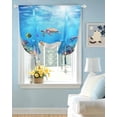 thumbnail image 2 of Ocean Turtle Tie Up Curtains for Window, Thermal Insulated Balloon Shade Adjustable Rod Pocket Curtains Valance Panels for Kitchen Bathroom Cafe 42 x 45 Blue Beach Summer Dolphin Whale Coral Fish, 2 of 6