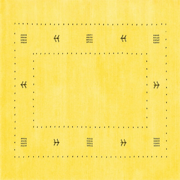 Ahgly Company Indoor Square Solid Yellow Modern Area Rugs, 7' Square