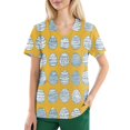 thumbnail image 2 of Scrub Tops Women Print，Scrub Tops for Women Medical Workwear Stretch Fashion Funny Easter Printed Plus Size Short Sleeve Nursing Uniform Scrub Tops，Orange，XXXL, 2 of 5