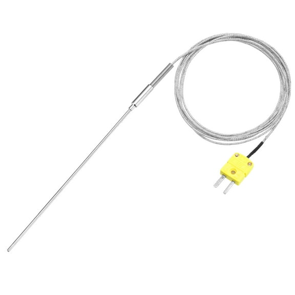K Type Thermocouple with Plug, Meter Temperature Sensor Probe -40 to 1100°C(-40 to 2012°F) Stainless Steel, 3x200mm 6.6ft Wire