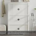 thumbnail image 7 of White High Gloss Shoe Cabinet with 3 Flip Drawers & Sliding Drawer, Metal Handle Shoe Rack Cabinet, Shoe Storage Cabinet for Entryway, Hallway, Living Room, High Gloss White, 7 of 7
